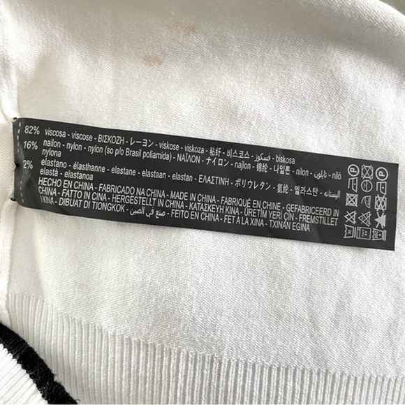 Zara Knit sleeveless turtleneck top off white with black trim size medium - Picture 3 of 4